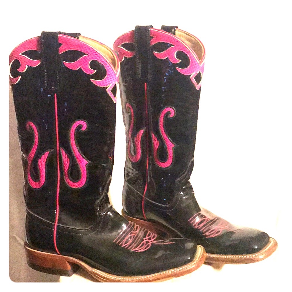 Logan boot company blk patent leather custom boot